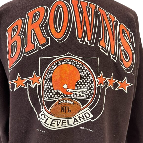 Cleveland Browns Football Sweatshirt Size XL Logo 7 Vintage 1990 USA NFL - Picture 2 of 8